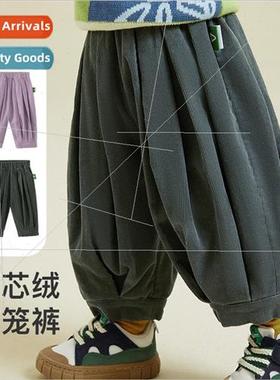 2024 spring new childrens pants boys and girls corduroy loos