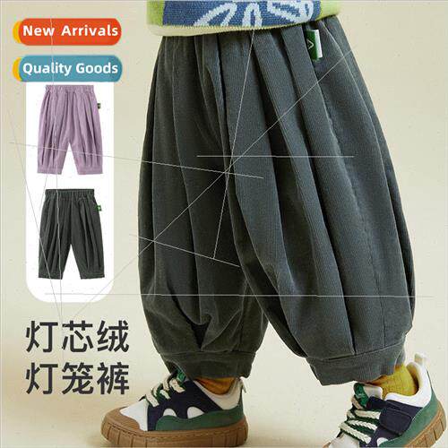 2024 spring new childrens pants boys and girls corduroy loos