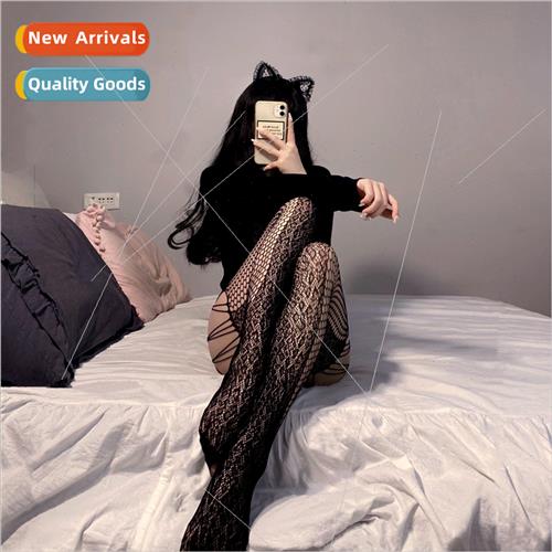 Hollowed out leopard print garter stockings fishing net stoc