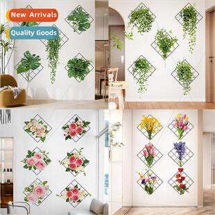 New iron fresh hanging basket green leaves peony flowers wal