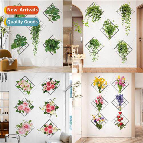 New iron fresh hanging basket green leaves peony flowers wal