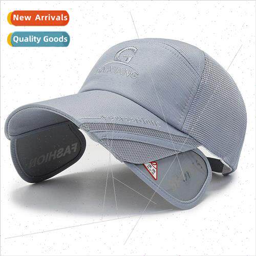 Widened retractable brim baseball cap embroidered sports sun
