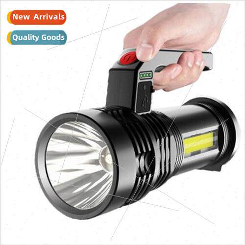 New COB flashlight usb rechargeable with side light househol