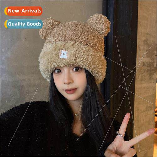 Autumn and winter bear hat female wild show face small Korea