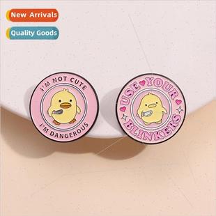 brooch yellow duck Geometric knife cartoon with English cute