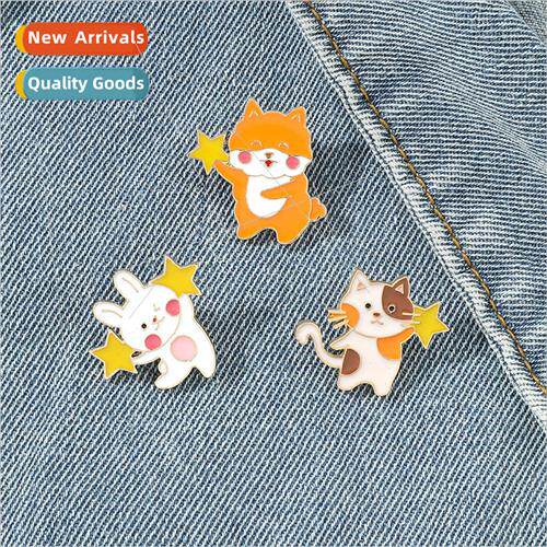 Cartoon cute animal series badges star rabbit fox cat brooch