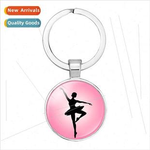 Pink ballet girl key ring accessories Dance class graduation