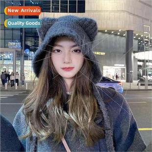 cap fac and bear ears Korea fall winter show Hat wool female