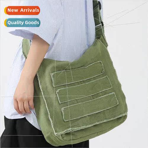 Large capacity washed canvas women cool men Hong Kong  shoul