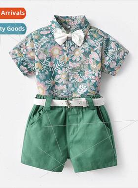 Childrens clothing 2021 summer flowers short-sleeved boys ru