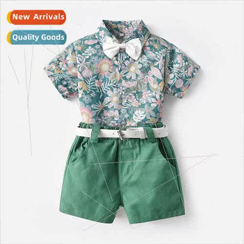Childrens clothing 2021 summer flowers short-sleeved boys ru