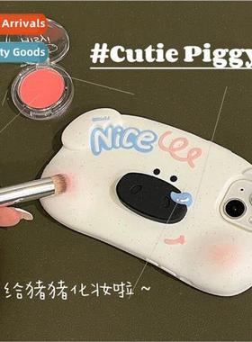 Cute cartoon snot blush piggy 适用 Apple 14ProMax phone case