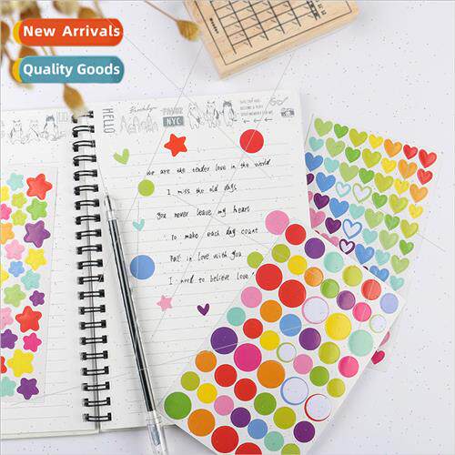 Rainbow Stickers Love Heart Round Pentagram Bulk Sheet DIY A