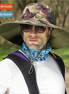 Large-brimmed fishermans hat color blocking breathable sunsc