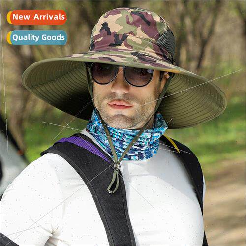 Large-brimmed fishermans hat color blocking breathable sunsc