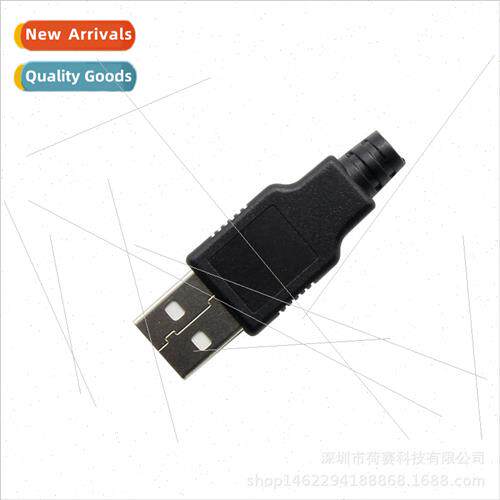 USB2.0 Port Connector 4 Pin Male Plug Socket 3 Pcs DIY Black