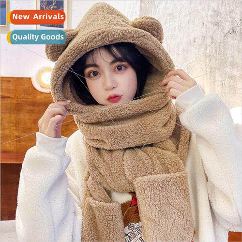 Bear ears hat scarf new female hundred with cute warm winter