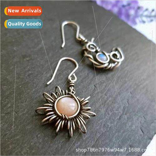 new bohemian sun moon retro earrings female popular not ear