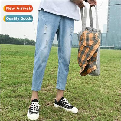 Summer beggar hole jeans mens handsome Korean nd small feet