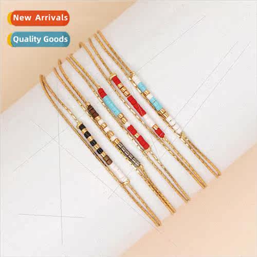 Wind Double Layers Gold lk Rice Beads Colorful Beaded Bracel