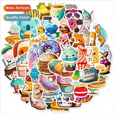 50 Donut Burger Coffee Food Stickers Dessert Girls Kids Eat