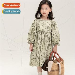 2023 new floral skirt dress Mori fall retro Girls childrens