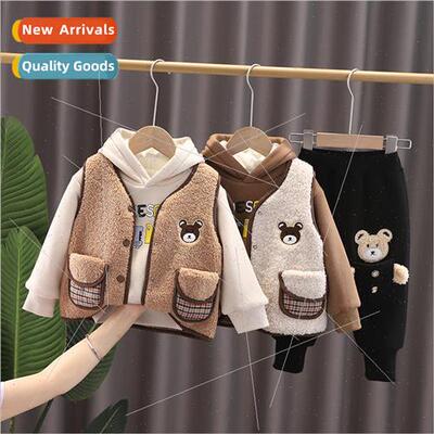 2023 Boys winter suit Childrens thickened vest Boys hooded s