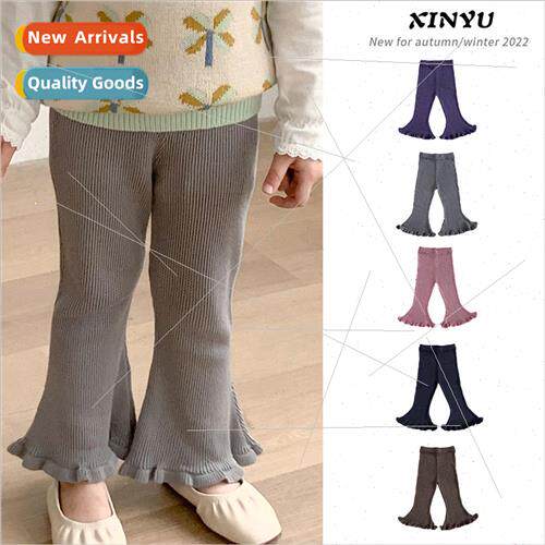 Girls knitted flared pants Japanese children baby vintage la