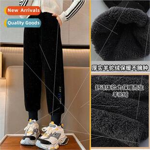 Girls alpaca velvet sweatpants childrens padded thickened dr