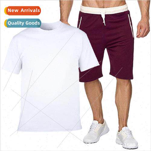2022 new summer mens T-shirt shorts casual short-sleeved two