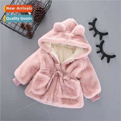 Girls coat fall and winter fur coat padded thickened childre