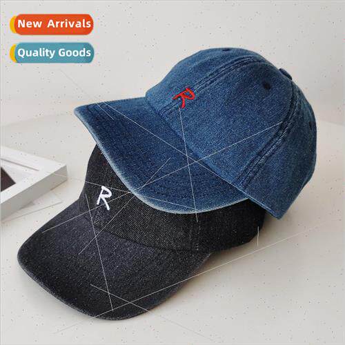 R letters embroidered baseball cap retro denim do old duck t