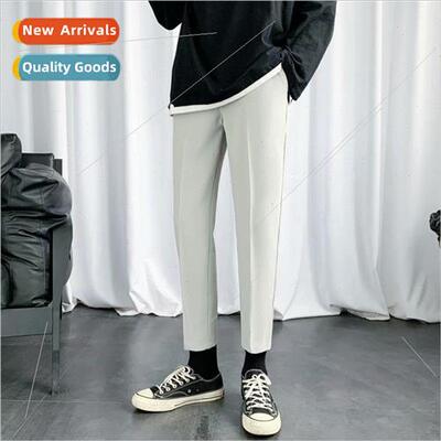 Summer fashion mens suit pants thin section straight Slim pl