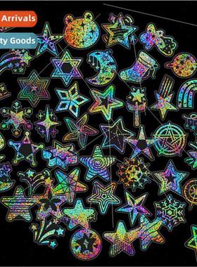 50 silver laser stars and moon stickers crystal stickers PET