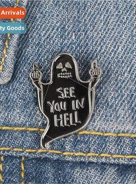 Personalized Creative New Black Cat Spooky Mean Gesture Broo