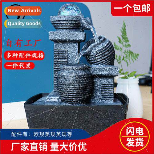 mple resin flowing fountain feng shui ball furnishings feng