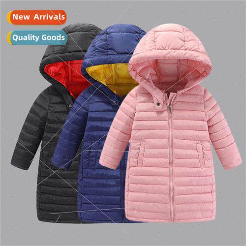 Winter childrens down cotton jacket in the long section of m