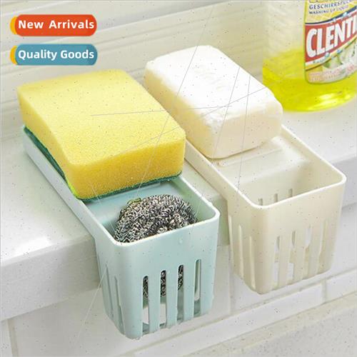 Kitchen with suction cups sink draining rack faucet storage