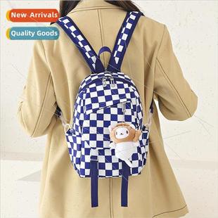 female 2022 shoulder small girls backpack Korean Plaid new