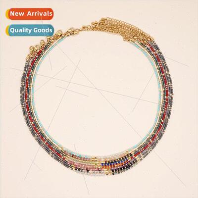 Bohemian Style Semi-precious Stone Rice Bead Necklace Non Fa