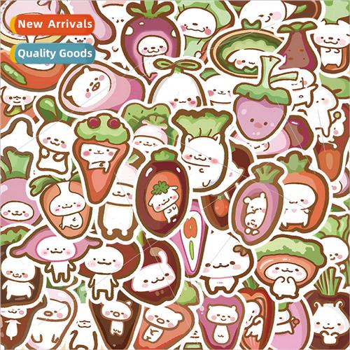 50 Vegetable Doll Cute Radish Head Doodle Stickers Cell Phon