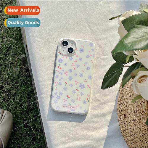 Spring new purple small floral 14ProMax niche  iPhone12/11