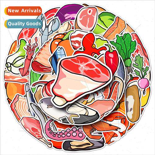 50 cartoon food fresh childrens stickers waterproof waterpro