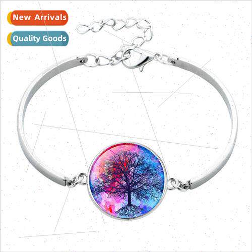 Colorful Gorgeous Tree of fe Time Gemstone lver Bracelet Bra