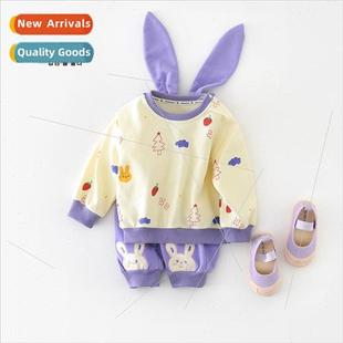 two piece fashionable suit bunny spring cartoon Girls baby