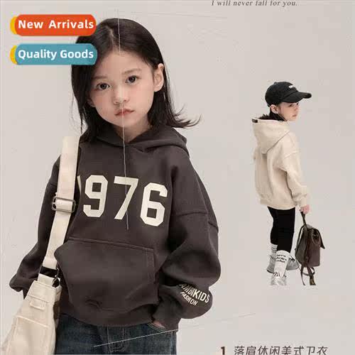 Middle and big  ins childrens digital print hooded sweatshir