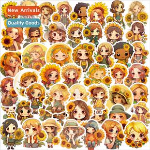 50 sunflower girl stickers cute female sunflower creative ca