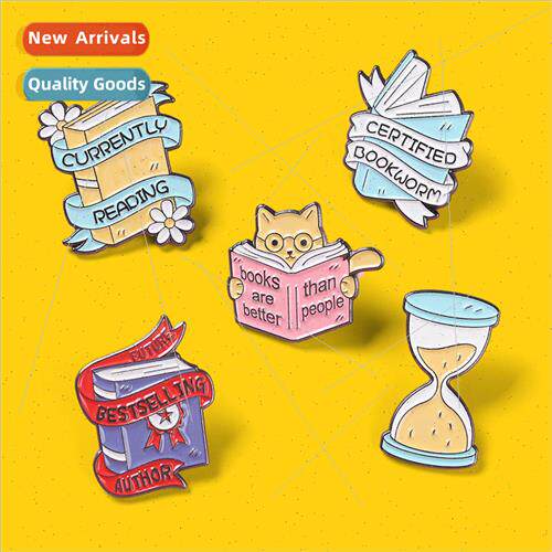 Grimoire brooch erudition cat clock pin book book scarf clas