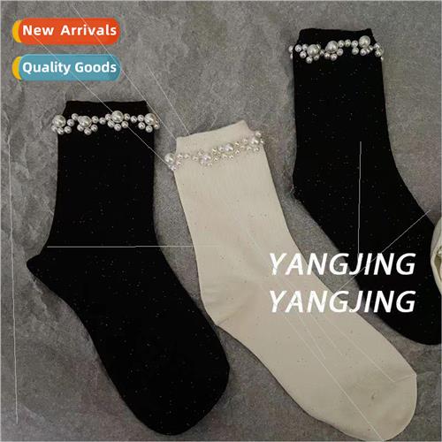 Lolita pearl lace jk socks womens mid-calf socks spring and