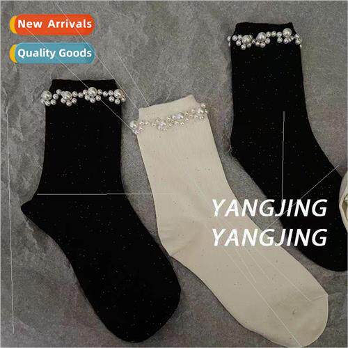 Lolita pearl lace jk socks womens mid-calf socks spring and